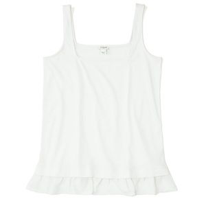 NWT J. Crew Flow Tank Top with Ruffle Hem - Sz XS, White